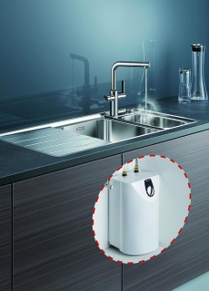 Ein neu entwickelter Boiler von Stiebel Eltron stellt das Wasser von 65 Grad stufenlos bis beinahe kochend bereit. (Foto: Blanco)